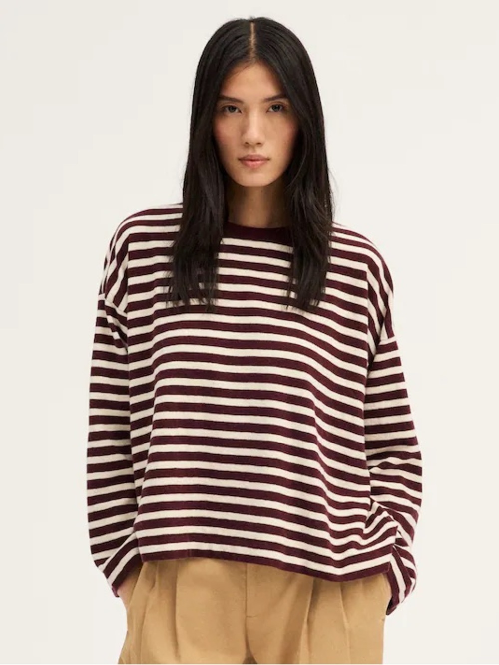 Madewell Easy Crewneck Long-Sleeve Tee in Sunday Slub XS NWT